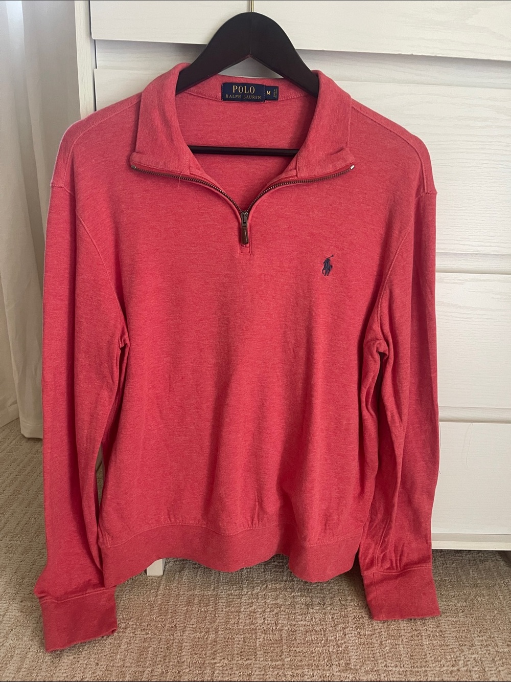 Polo by Ralph Lauren Coral Red Quarter-Zip Pullover Sweater